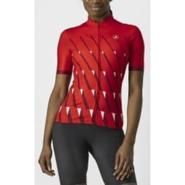 Castelli Velo krekls PENDIO W Jersey S Red/Bordeaux-White