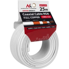 Kabel przewód koncentryczny satelitarny RG6 25M Maclean  MCTV-470 1.02CU+4.8FPE+CU/P+32*0.12CU+6.8PVC