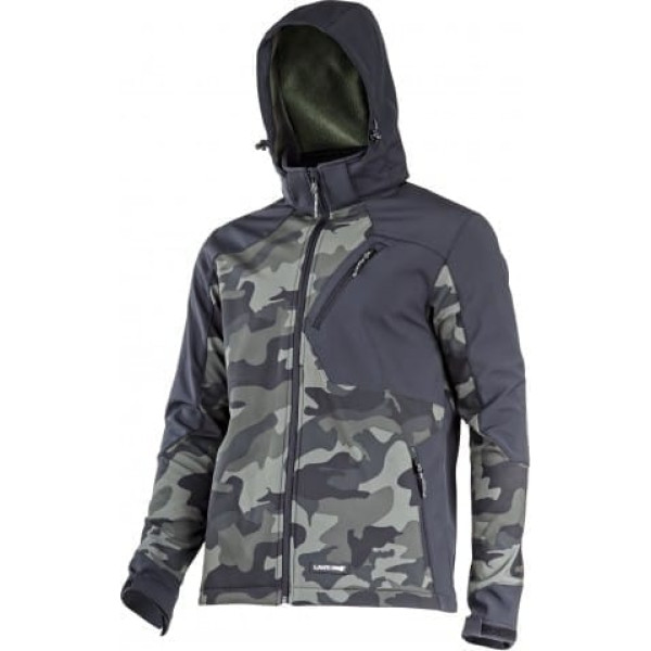 Lahti Pro Softshell jacket,hood,green-black camouflage, 