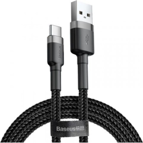 USB uz usb-c baseus cafule 2a kabelis 300 cm pelēks-melns