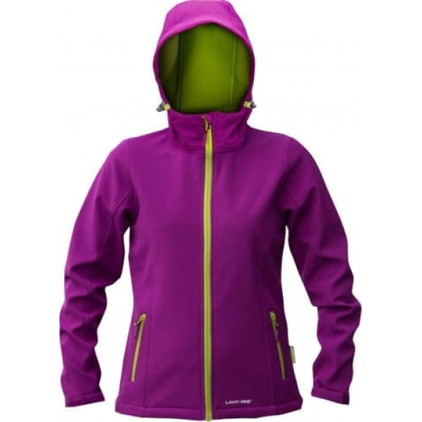 Lahti Pro Ladies' softshell jacket,hood,purpl.and green,