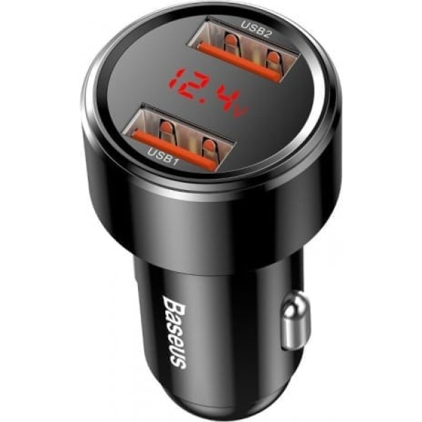 Baseus burvju auto lādētājs 2x usb qc 3.0 45w melns