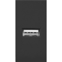 Orno NOEN USB, 22.5x45mm modulārais ports ar USB lādētāju, 2.1A 5V DC, melns