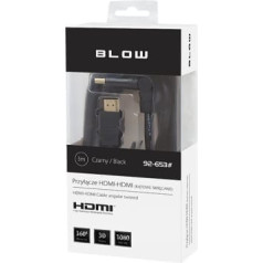 Blow 92-653 # Savienotājs hdmi-hdmi melns leņķiskais savīti 3m