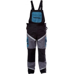 Lahti Pro Bib pants with refl. stripes,black-grey-turq.,