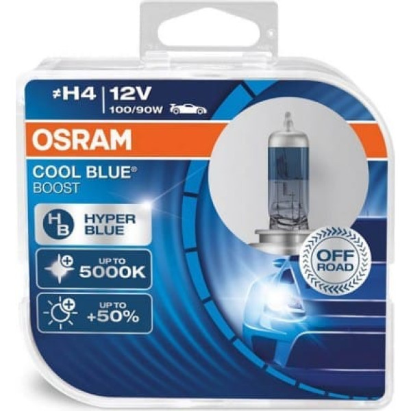 Osram H4 halogēna spuldze 12v 100 / 90w p43t cool blue boost 5500k / 2gab.