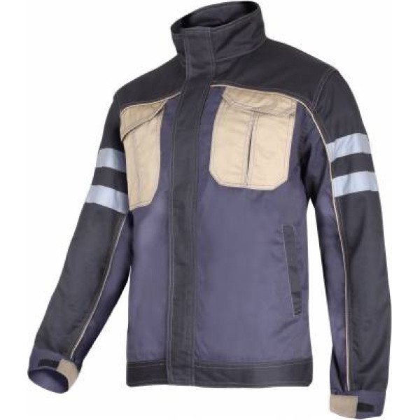 Lahti Pro Jacket with refl. stripes, grey-black-beige, 