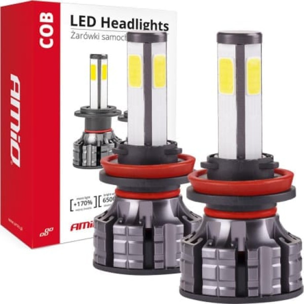 Cob 4side amio led auto spuldzes h8 / h9 / h11