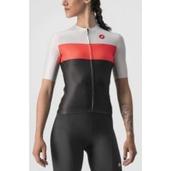 Castelli Velo krekls AERO Pro W Jersey M Light Black/Brilliant Pink-Silver