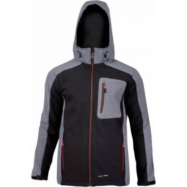 Lahti Pro Softshell jacket, hood, black-grey-orange, 