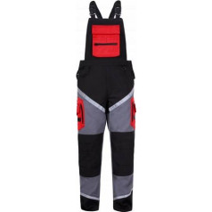 Lahti Pro Bib pants, black-grey-red, 100% cotton, 