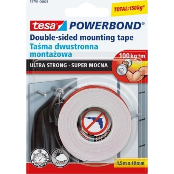 Mounting tape powerbond super strong 1.5 m: 19mm