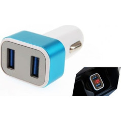 Amio 01028 Ładowarka samochodowa 2xUSB + tester napięcia akumulatora Test-04