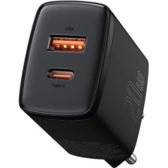 Baseus kompaktais ātrais lādētājs, usb, usb-c, 20w melns