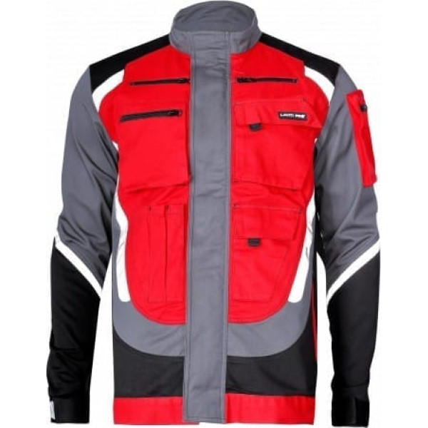 Lahti Pro Jacket, black-grey-red, 100% cotton, 