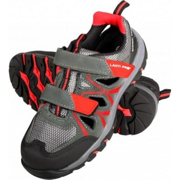 Lahti Pro Sandals, suede/mesh, grey-red, s1 sra,