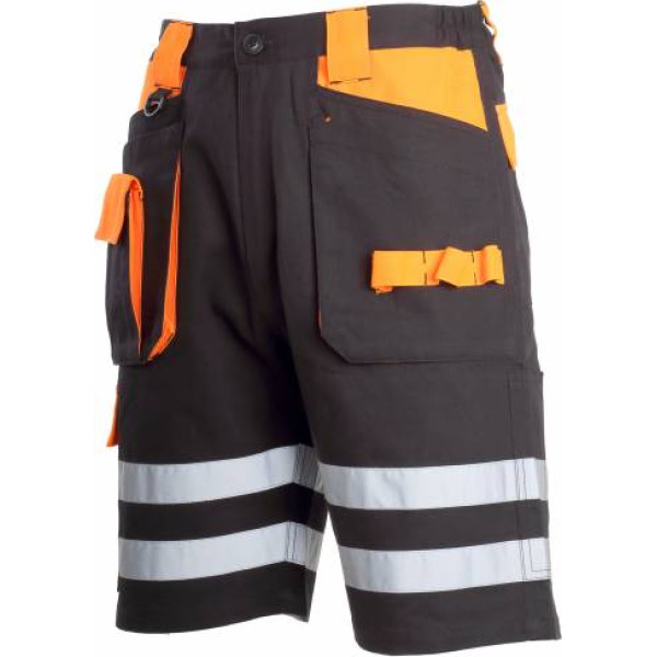 Lahti Pro Shorts, black-orange, 100% cotton, with refl, 