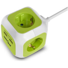 MagicCube poczwórne gniazdko prądowe, 2 wejścia usb 1,4m GreenBlue GB118G wersja niemiecka