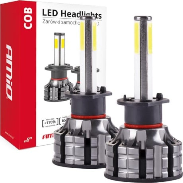 Cob 2side amio h1 led auto spuldzes