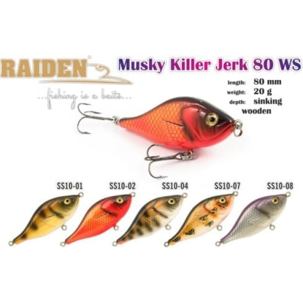 Vobleris RAIDEN «Musky Killer Jerk» 80 WS