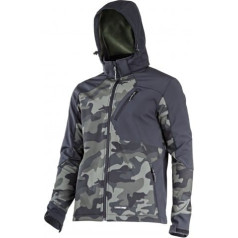 Lahti Pro Softshell jaka ar kapuci camo green-spell, 