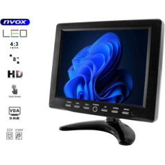 Monitor samochodowy lub wolnostojący LCD 8cali cali z ekranem dotykowym VGA 12V 230V... (NVOX PC
