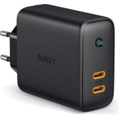 Aukey Pa-d2 lādētājs 2xUSB c pd barošanas padeve 3.0 36w 6a dinamiska noteikšana