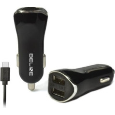 Beline Auto lādētājs 2xusb + usb-c 2.1a melns