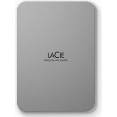 LaCie MOBILE DRIVE V2 Moon 5 TB pārnēsājams ārējais cietais disks 2,5 collu Mac un PC sudraba krāsā ar 2 gadu glābšanas dienestu modeļa Nr. STLP5000400