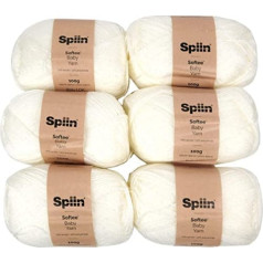 Spiin SNYRN008 Softee Baby Yarn White-x6 100 g šķeteres, viens izmērs