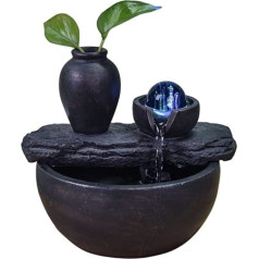 Silica Zen'Light Natural Indoor Fountain with Vase Soli Flower Plants Table Fountain Light Colourful Interior Decoration Authentic Gift Idea for Men and Women Useful, H 19 x 21 x 17 cm