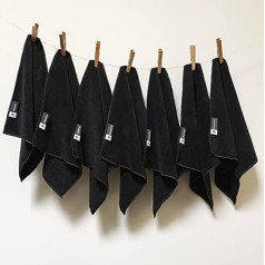 Kitchen Lab Co Microfibre Cloths - Cleaning Cloths - Pack of 7 - Black - Dish Cloths - with Days of the Week - 30 x 30 cm - Washable