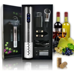 Electric Bottle Opener Set, Professional Stainless Steel Corkscrew Rechargeable USB Cutter Bottle Cap Wine Dosing Set for Sommelier Gift Idea for Home and Kitchen
