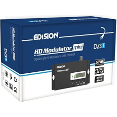 EDISION HDMI modulators Mini, viens HDMI uz DVB-T MPEG4 RF modulators, Full HD izplatīšana, izmantojot koaksiālo, Plug and Play, USB pirmskonfigurācijas funkcija 50ID, ātra konfigurācija, mini izmērs