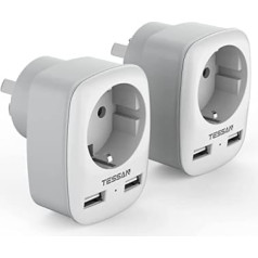 TESSAN 2 pack Austrālijas adapteri, Jaunzēlande, Vācija, ceļojumu adapteris, Argentīnas strāvas adapteris, Austrālija, ligzdas adapteris, ceļojumu spraudnis ar 2 USB Ķīnai, I tipa adapteris