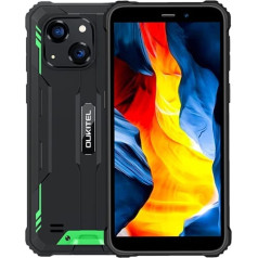 Android 12 āra mobilais tālrunis bez līguma OUKITEL WP20 Pro, 20 MP divu kameru IP68 IP69K izturīgs viedtālrunis, astoņkodolu 4 GB 64 GB, 6300 mAh akumulators, 5,93 collu HD+, divas SIM kartes, sejas atbloķēšana, NFC zaļš