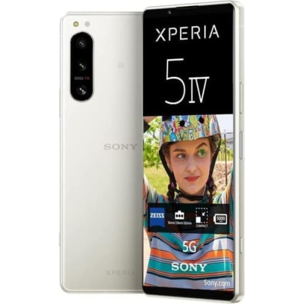 Sony Xperia 5 IV (5G viedtālrunis, 6,1 collas, 4K HDR 120 Hz OLED displejs, trīskārša kamera ar optisko tālummaiņu (ZEISS T*), 3,5 mm audio, divas SIM kartes) 24+12 mēnešu garantija [Amazon Exclusive] Ecruwhite