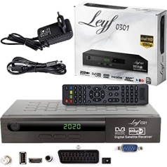 Leyf satelīta uztvērējs PVR ierakstīšanas funkcija digitālais satelīta uztvērējs (HDTV, DVB-S/DVB-S2, HDMI, SCART, 2x USB, Full HD 1080p) [iepriekš ieprogrammēts Astra, Hotbird un Türksat] + HDMI kabelis
