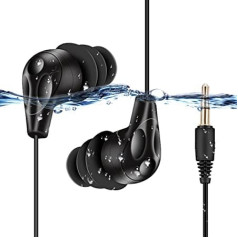 AGPTEK IPX8 Waterproof Headphones Sports Headphones In-Ear Headset Swimming Earbuds for iPhone 7 7 Plus 6 6S SE Samsung Galaxy S8 S7 Edge S6 E11 Black