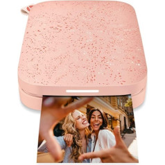 HP Sprocket pārnēsājamais 5 x 7,6 cm tūlītējo attēlu printeris (rozā krāsā) Drukājiet attēlus uz papīra ar lipīgu cinku no jūsu iOS un Android ierīces