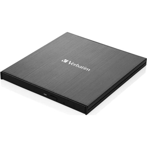 Verbatim ārējais Slimline Bluray rakstītājs ar USB-C portu, ārējais DVD un Bluray rakstītājs, Bluray atskaņotājs un DVD diskdzinis piezīmjdatoriem un datoriem bez diskdziņa