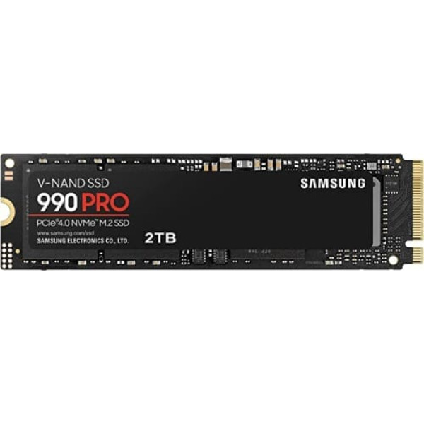 Samsung 990 PRO M.2 NVMe SSD (MZ-V9P2T0BW) 2 TB PCIe 4.0 7450 MB/s Lasīšana 6900 MB/s Rakstīšanas iekšējais cietvielu disks spēlēm un video rediģēšanai — melns