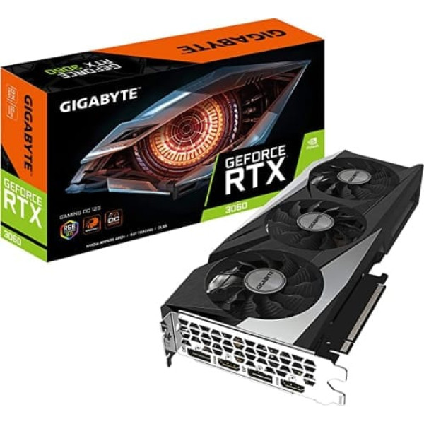 Gigabyte GeForce RTX 3060 Gaming OC 12GB V2 LHR grafikas karte, GV-N3060GAMING OC-12GD V2, daudzkrāsains