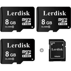 Lerdisk Factory Wholesale 3 Pack MicroSD Card 8GB U1 C10 UHS-I MicroSDHC in Bulk Made by 3C Group Authorized Licenser (8GB)