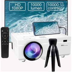 Mini projektors 10000 lūmenu jaunākais atjauninājums, pārnēsājams projektors atbalsta 1080P Full HD, mini filmu projektors saderīgs ar TV Stick viedtālrunis HDMI USB AV