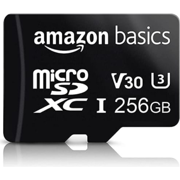 Amazon Basics - MicroSDXC 256GB with SD Adapter A2 U3 Read Speed up to 100Mbps Black