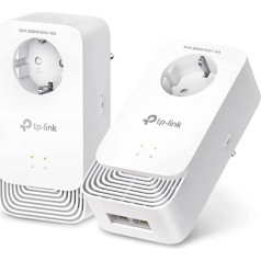 TP-Link PG2400P komplekts Powerline G.hn2400, 2+2 porti Gigabit Ethernet, papildu ligzda, enerģijas taupīšanas režīms, Plug & Play, nav savietojams ar HomePlug AV/AV2 strāvas līnijas adapteriem