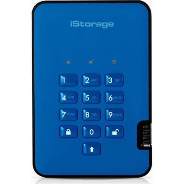 iStorage diskAshur2 256 bitu 5 TB šifrēts ārējā cietā diska korpuss HDD korpuss zils IS-DA2-256-5000-BE