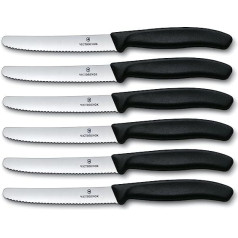 Victorinox 6 daļiņu virtuves nažu komplekts (11 cm, īpaši asa zobaina mala, galda nazis, ergonomisks rokturis, drošs trauku mazgājamajā mašīnā)