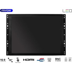 Nvox Skārienekrāna atvērta rāmja led 15cali vga hdmi bnc 12v 230v